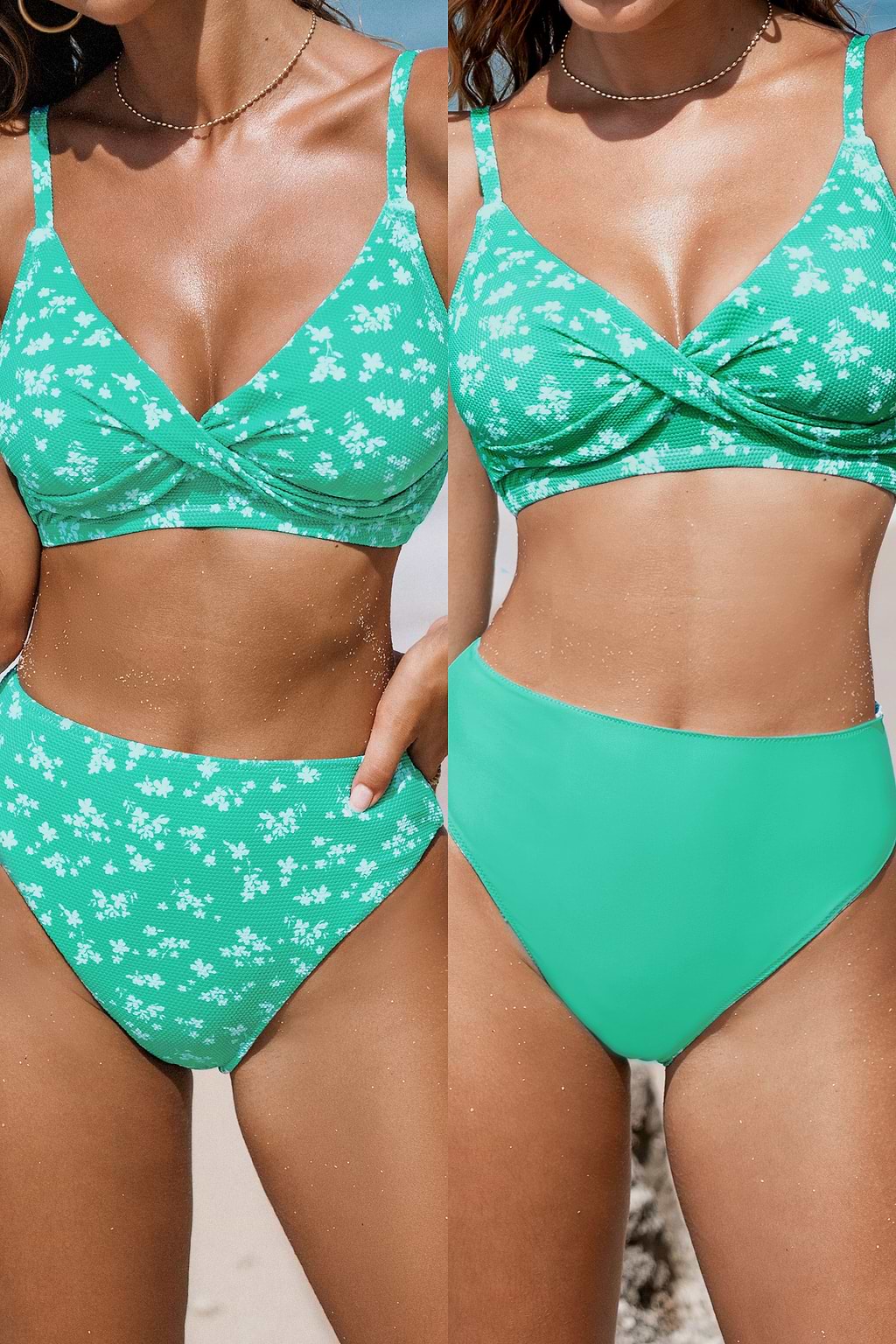 Mini Flowers Power Mesh Bikini Top & Reversible Bottoms Set