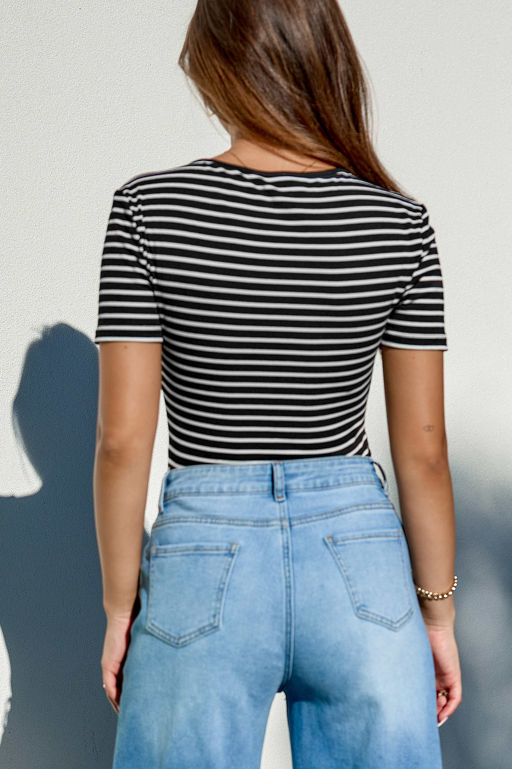 Striped Round Neck Jersey Tee
