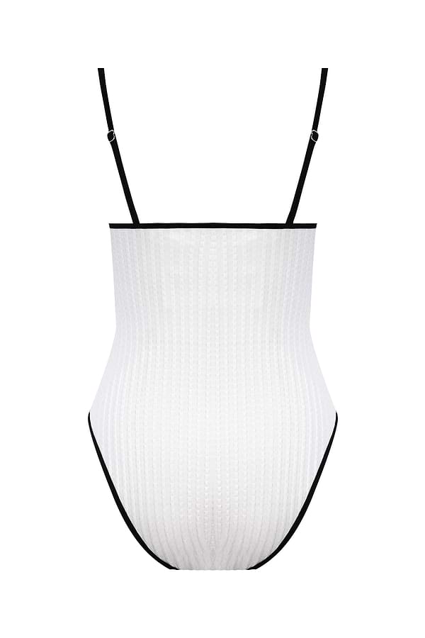 x JoJo Coastal Rib Knotted Cutout Piping One-Piece Swimsuit