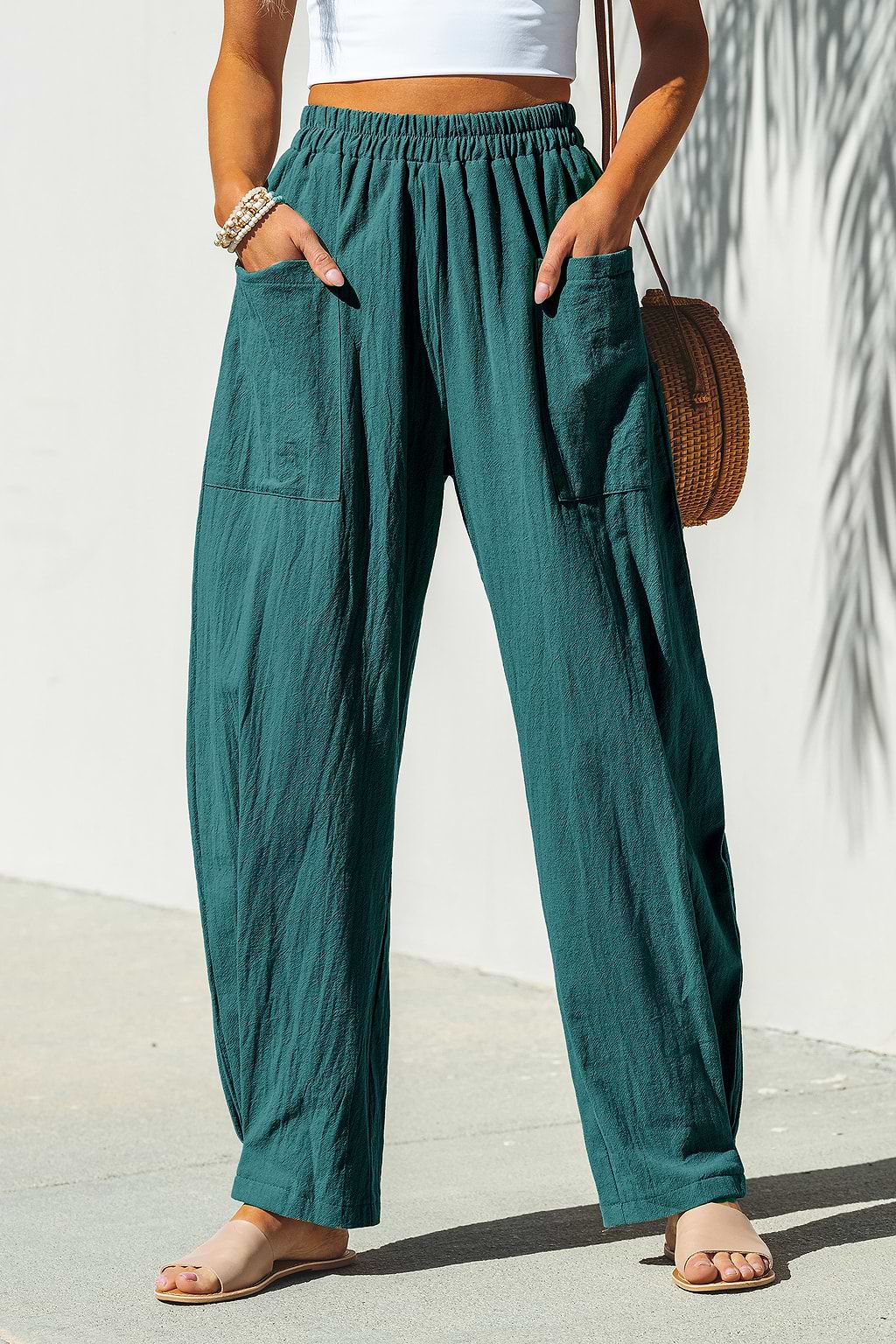 Aqua High-Rise Tapered Pants