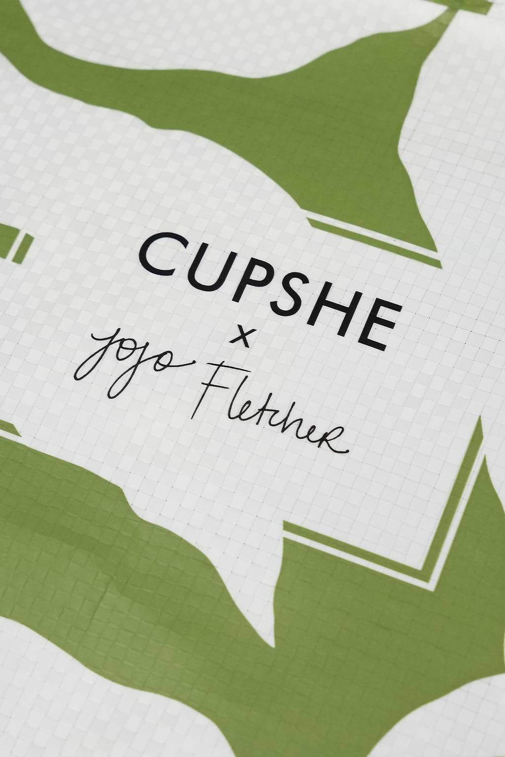 x JoJo Green & White Abstract Waterproof Makeup Bag