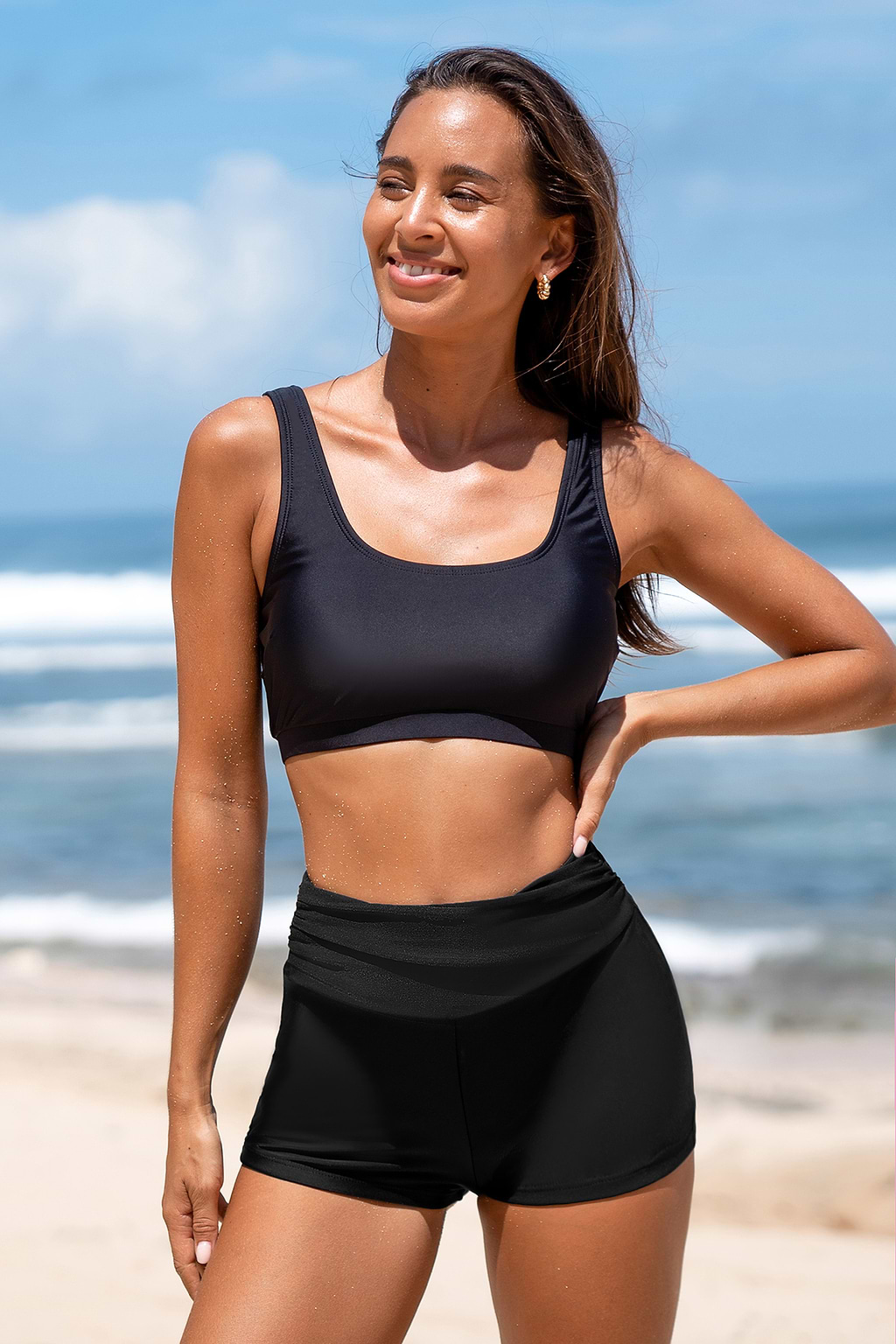 Onyx High-Rise Badeshorts
