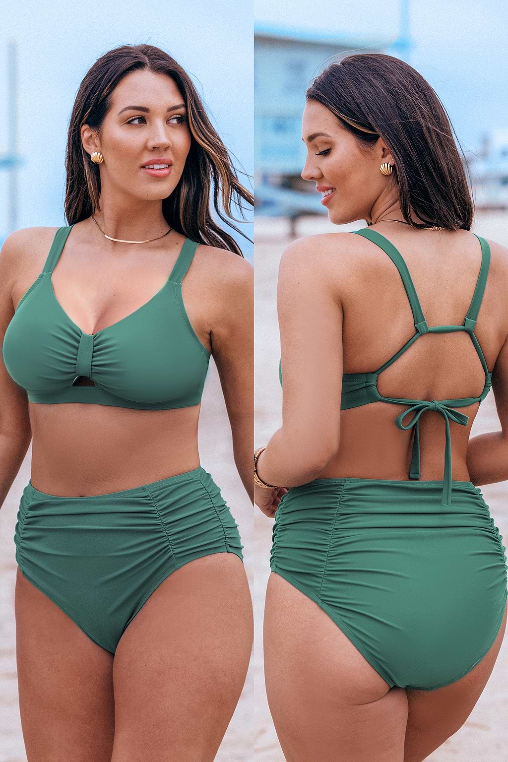 Eucalyptus Green DD+ Bikini Top & Tummy Control Bottoms Set