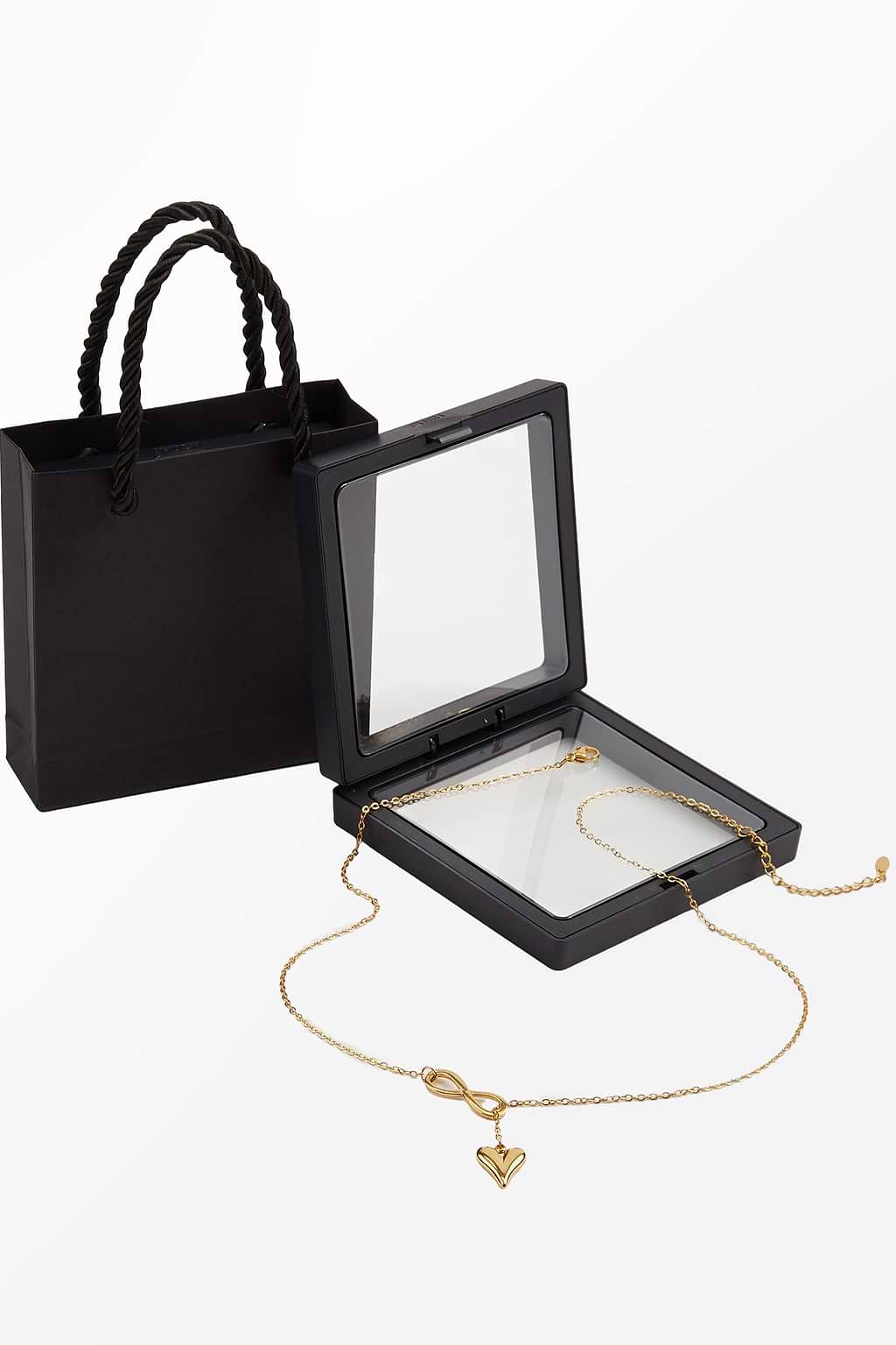 Goldfarbene Unendlichkeits- und Herz-Halskette