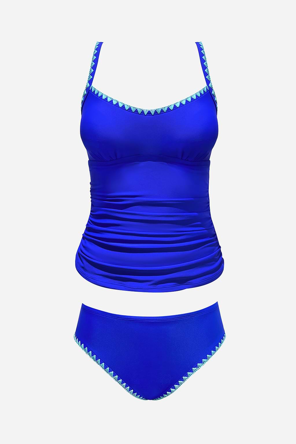 Royal Shell Stitch Tankini Top & Mid-Rise Bottoms Set