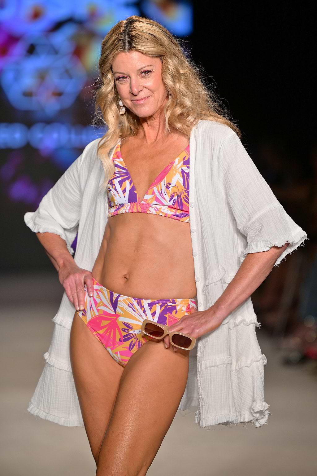 Reine Baumwolle Cover-Up-Minikleid mit Rüschen