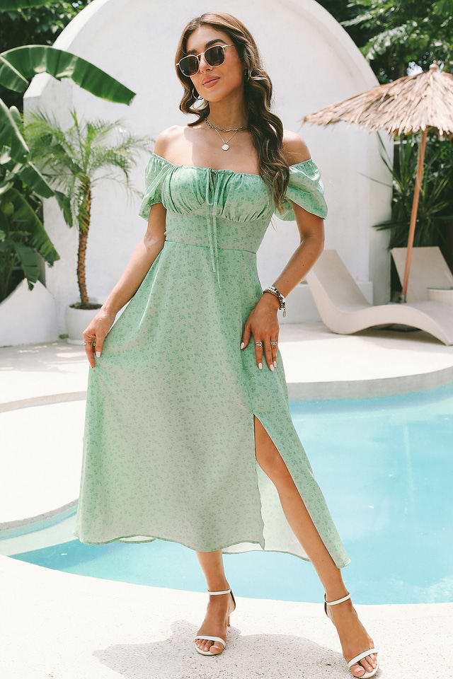 Ditsy Floral Print Milkmaid Dress