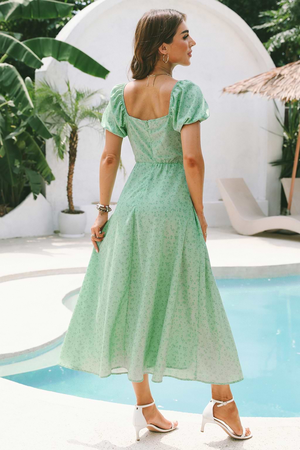 Ditsy Floral Print Milkmaid Dress