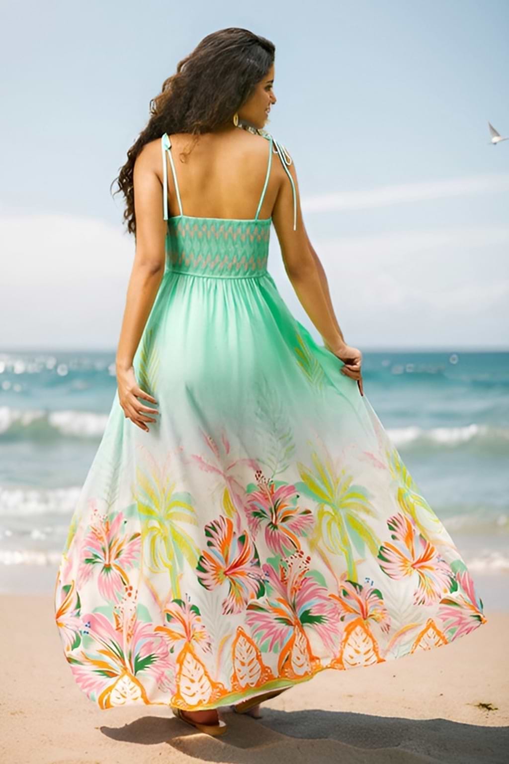 Floral Smocked Tie Strap Dress