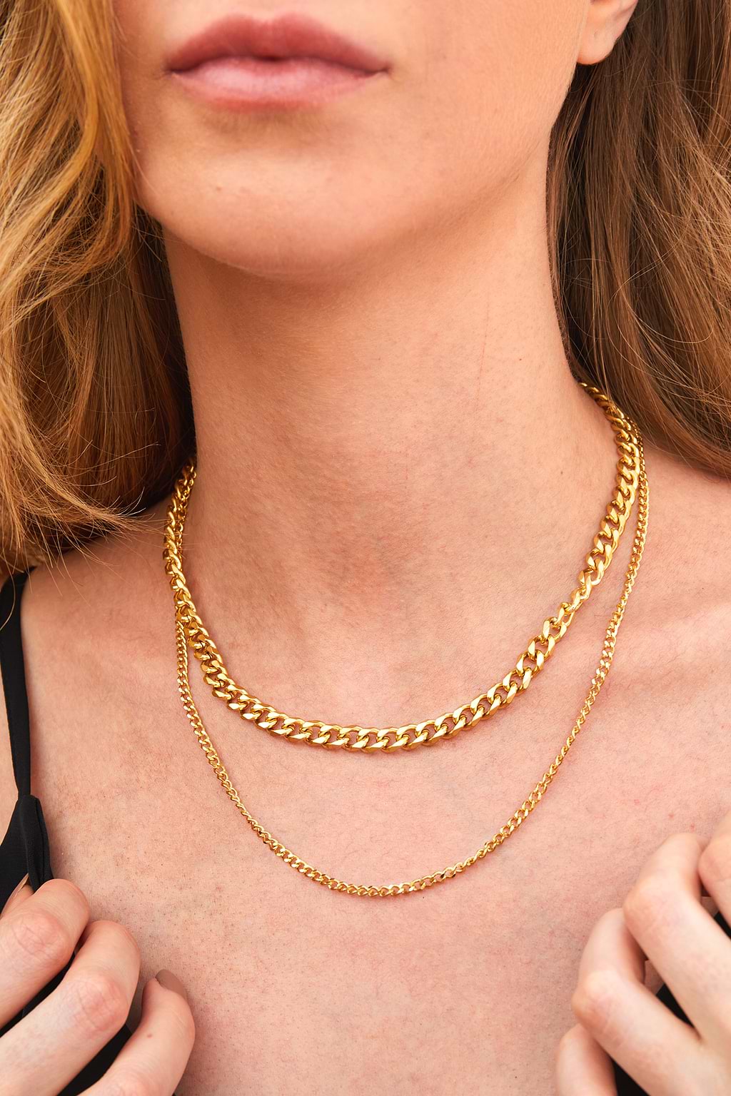 Ensemble de colliers chaîne en métal doré