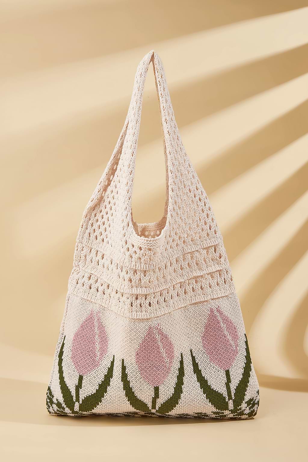 Intarsia Knit Tulip Tote