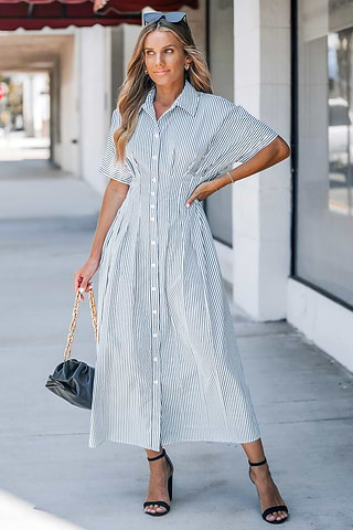 Mini Dress Utility Dress New Look Miss Circle Women Palina Pinstripes  Cotton Poplin Pleated Midi Preppy