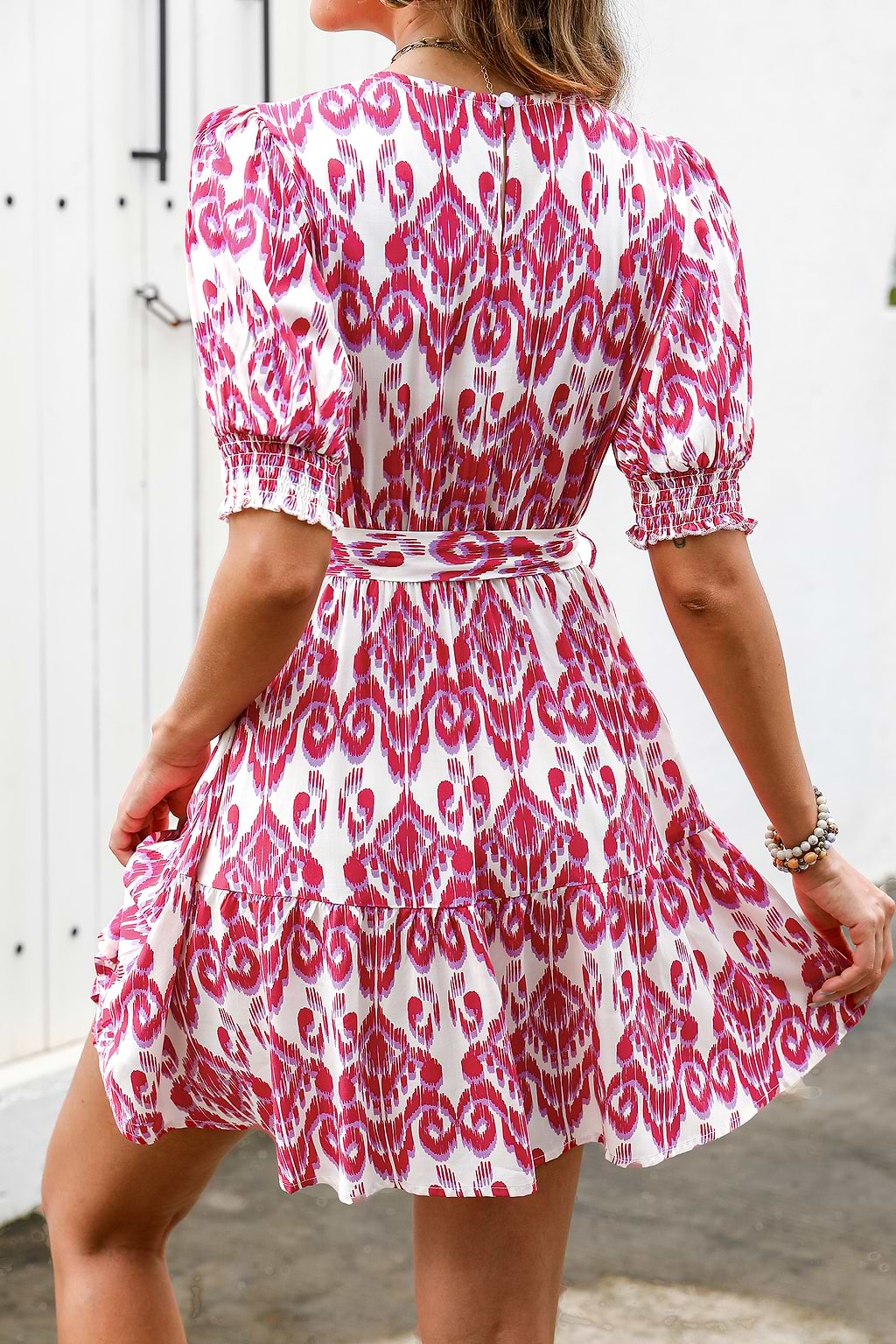 Belted Geo Print Mini Dress