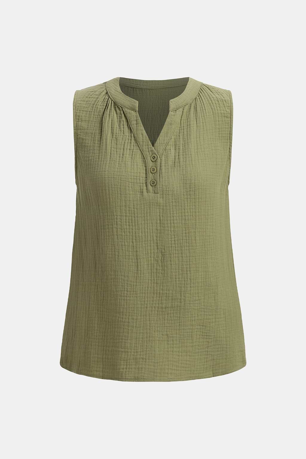 Green V-Neck Cotton Tank Top