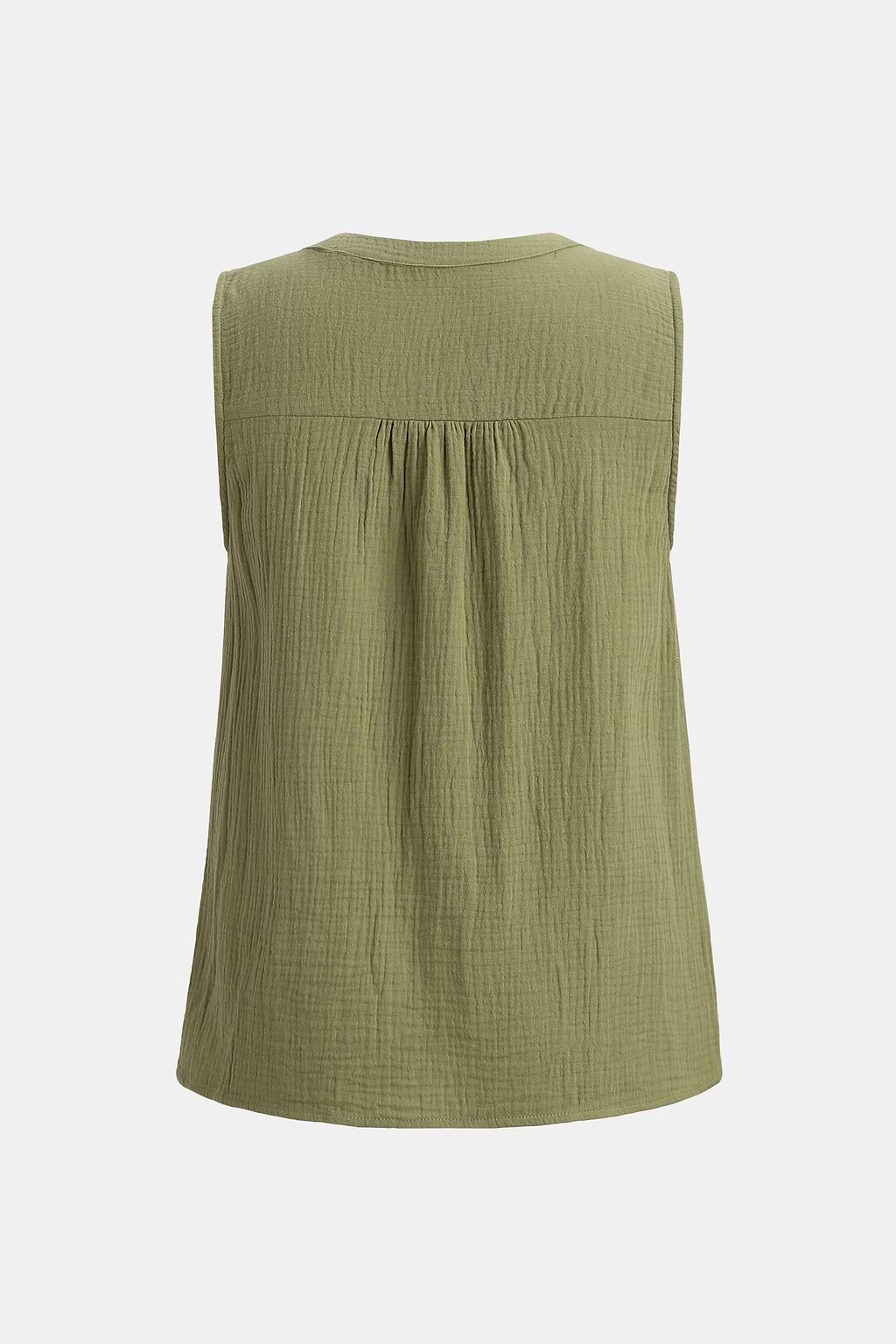 Green V-Neck Cotton Tank Top