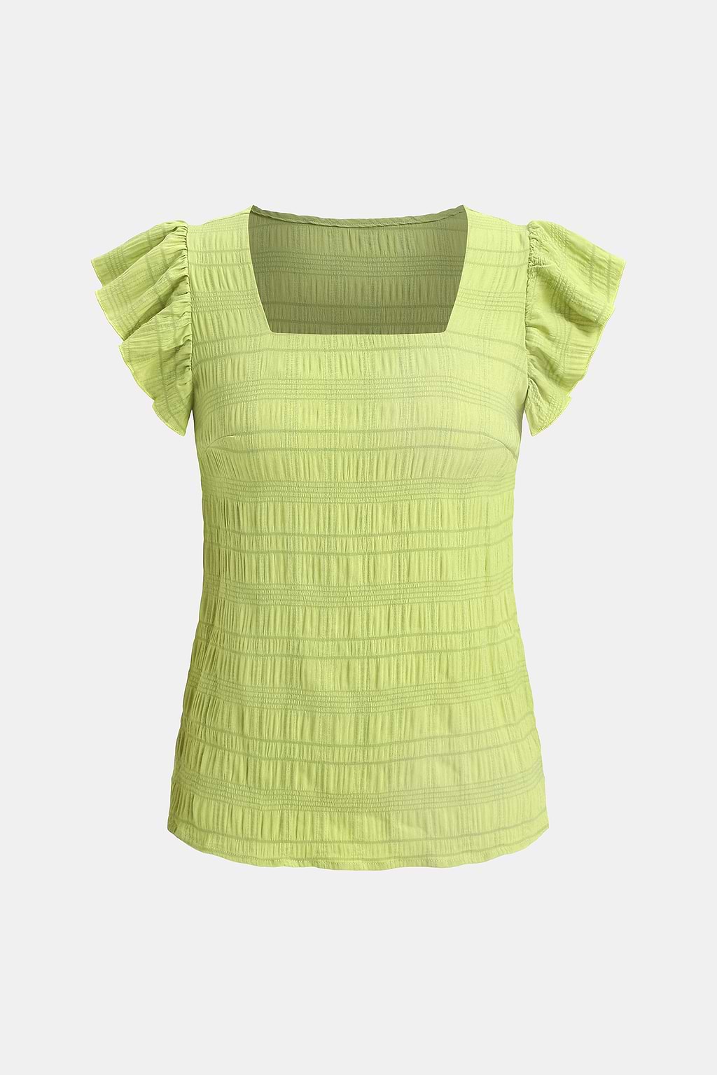 Grüne Bluse mit quadratischem Ausschnitt und Flatterärmeln