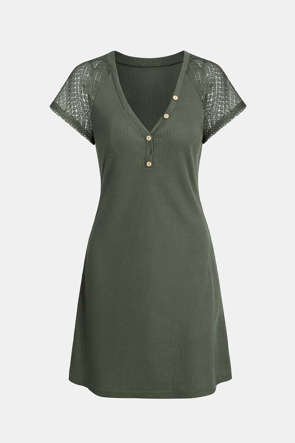 Olive V-Neck Jersey Mini Dress