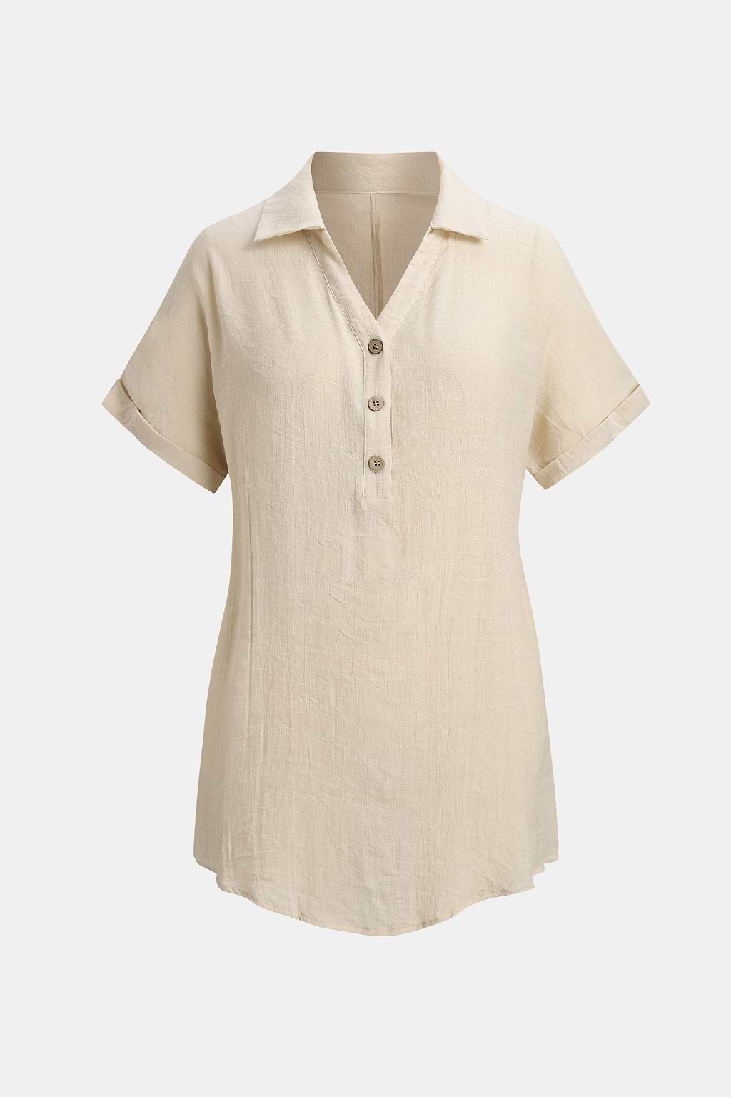 Apricot Collared V-Neck Mini Cover-Up Dress