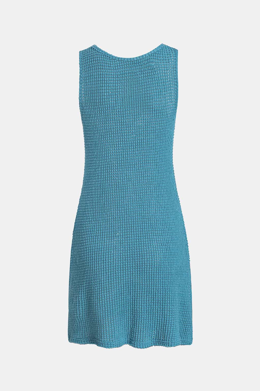 Kobaltblaues ärmelloses Kleid mit gedrehtem Saum Cover-Up