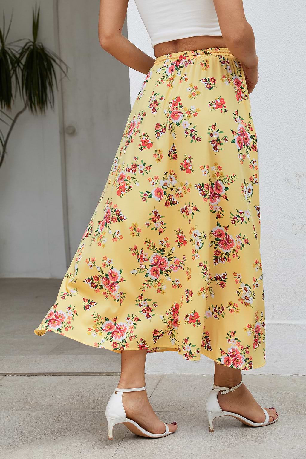 Floraler Maxirock mit Quastenband