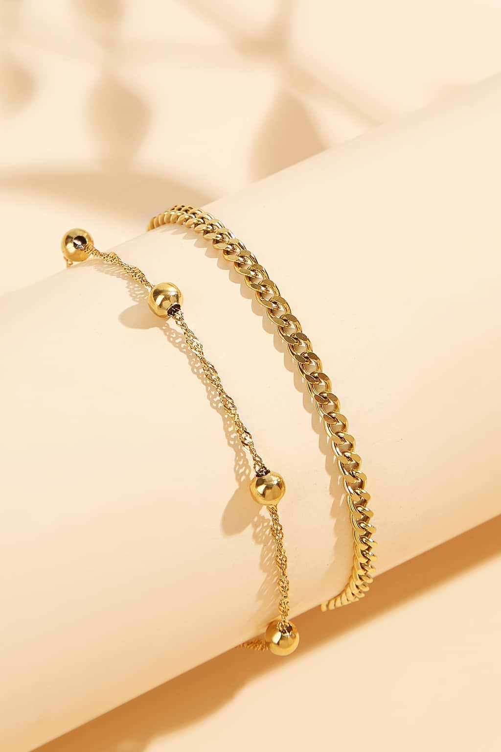 Goudkleurige Chainlink-enkelbandjesset