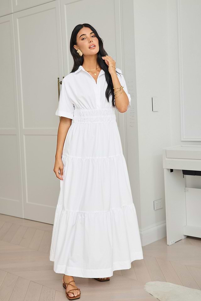 chinese dress ladies LONG SLEEVE SHIRT COLLAR MAXI DRESS – Vicky and Lucas main image 1