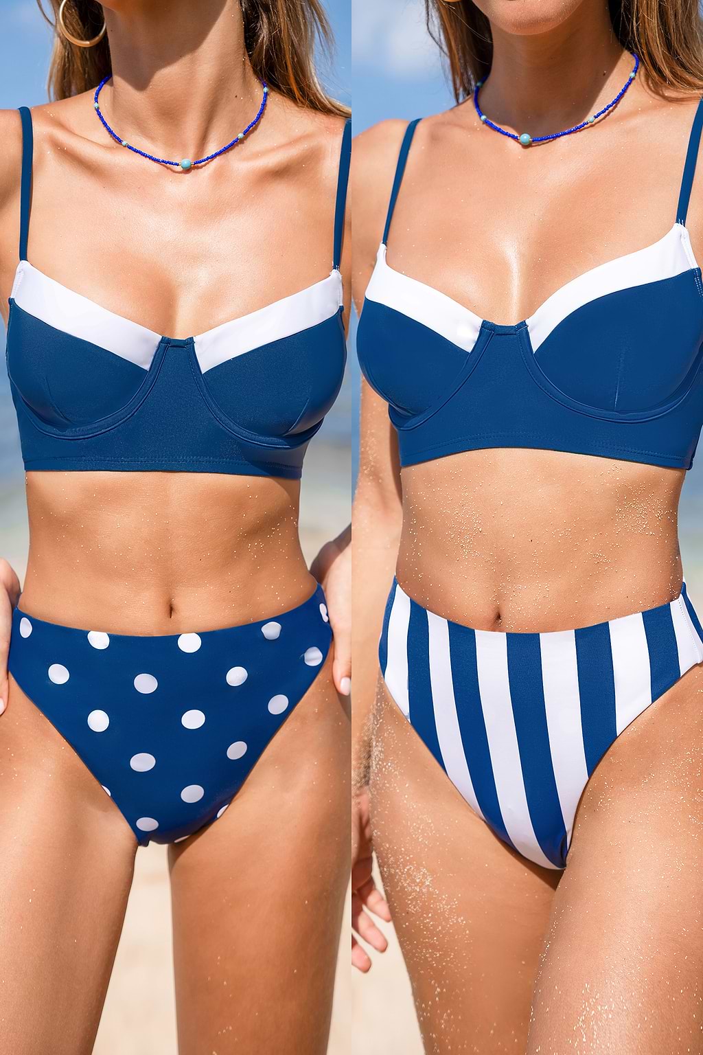 Feeling Dotty Lace-Up Bikini Top & Reversible Bottoms Set