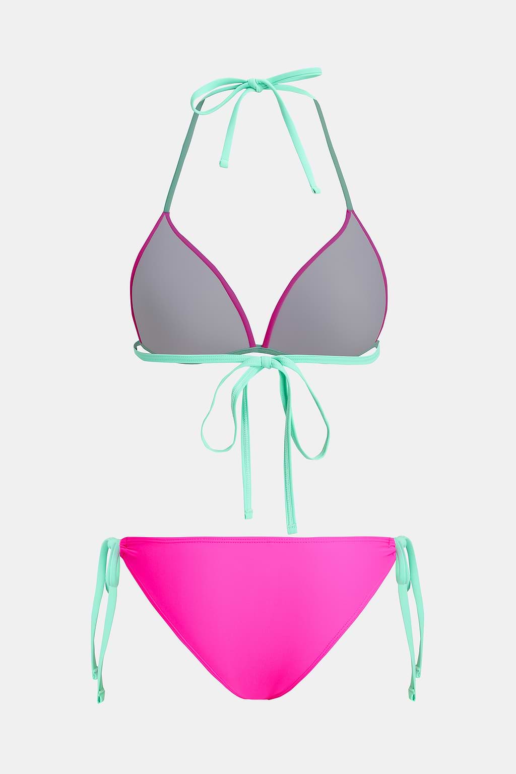 Neckholder-Triangel-Oberteil und Low-Rise Bikinihose