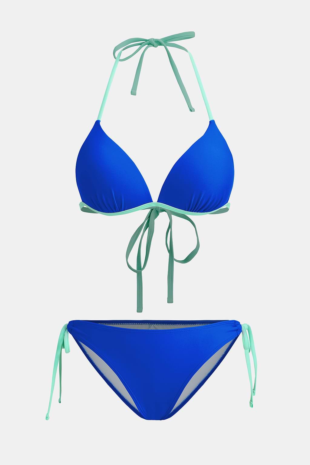 Halterneck Triangle Bikini Top & Low-Rise Side Tie Bottoms Set