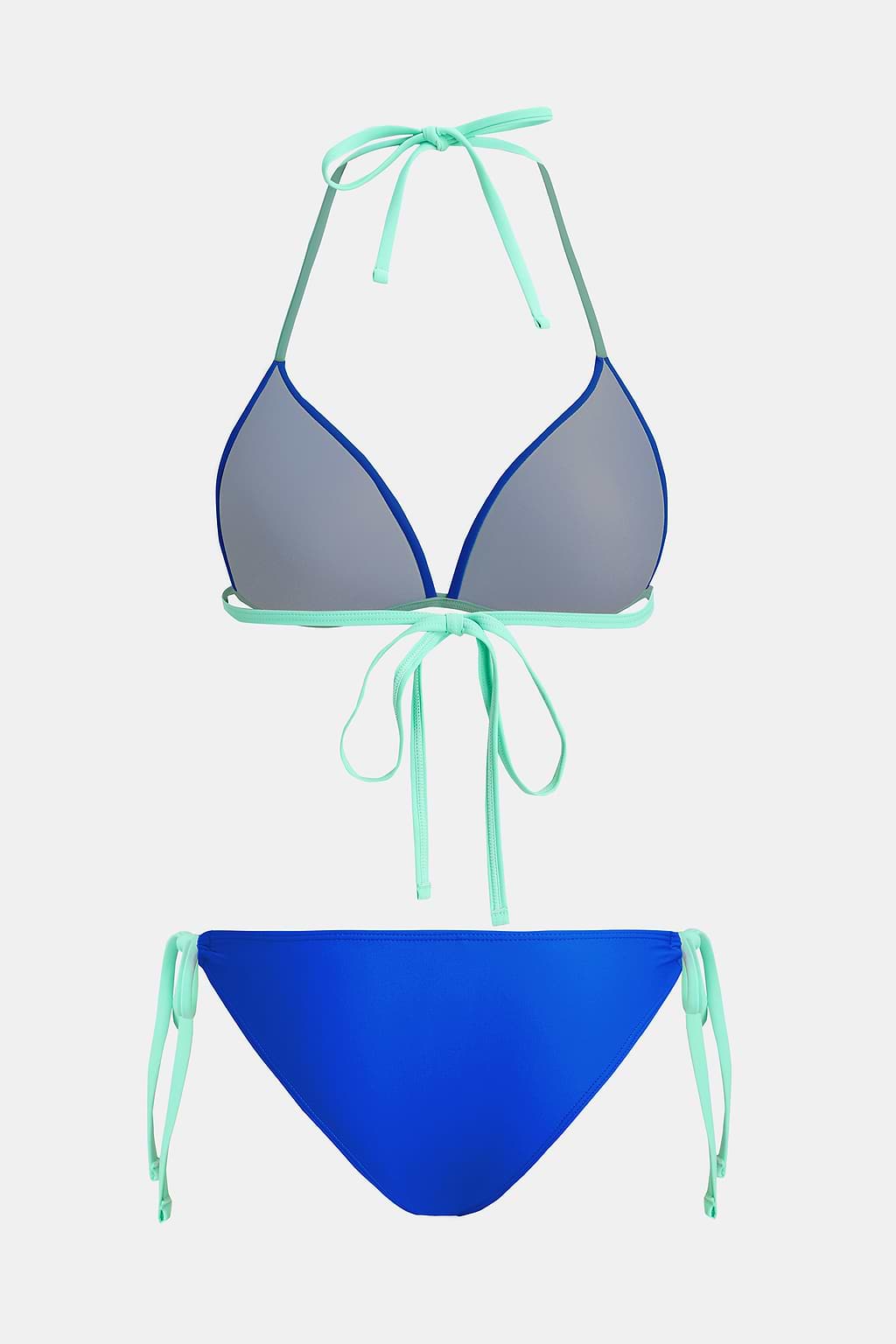 Halterneck Triangle Bikini Top & Low-Rise Side Tie Bottoms Set
