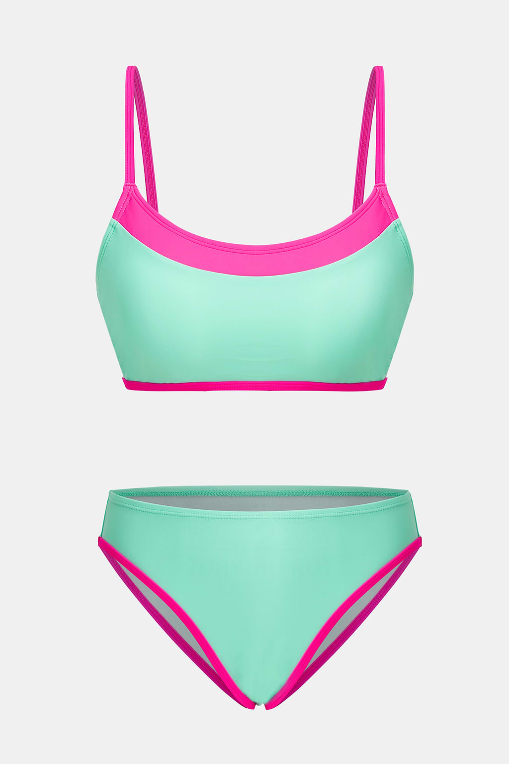 Conjunto de top de bikini con bloques de color y braguitas atrevidas
