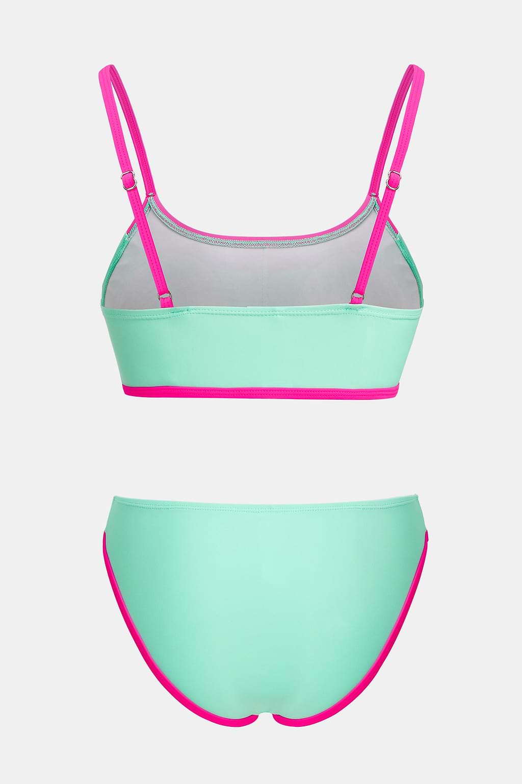 Conjunto de top de bikini con bloques de color y braguitas atrevidas