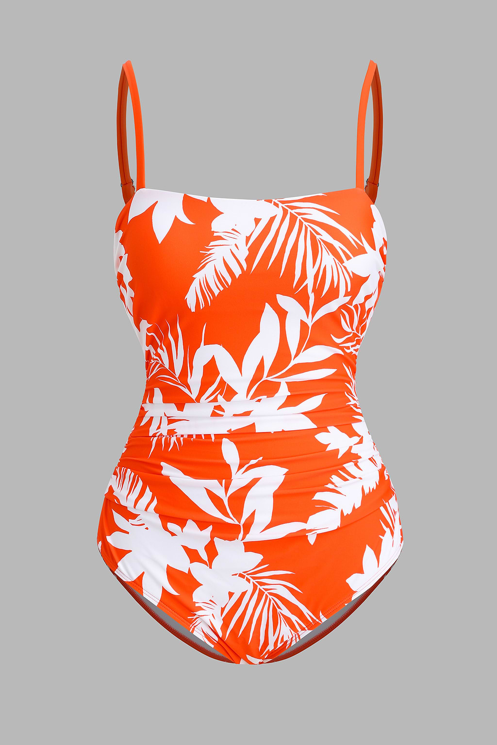 Tropical Floral Print Strappy Back One Piece Swimsuit