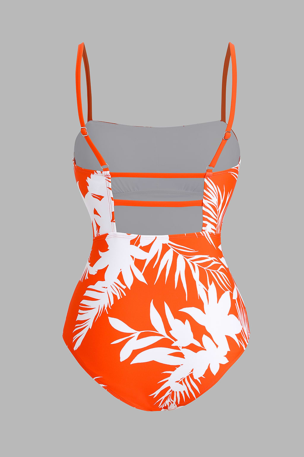 Tropical Floral Print Strappy Back One Piece Swimsuit