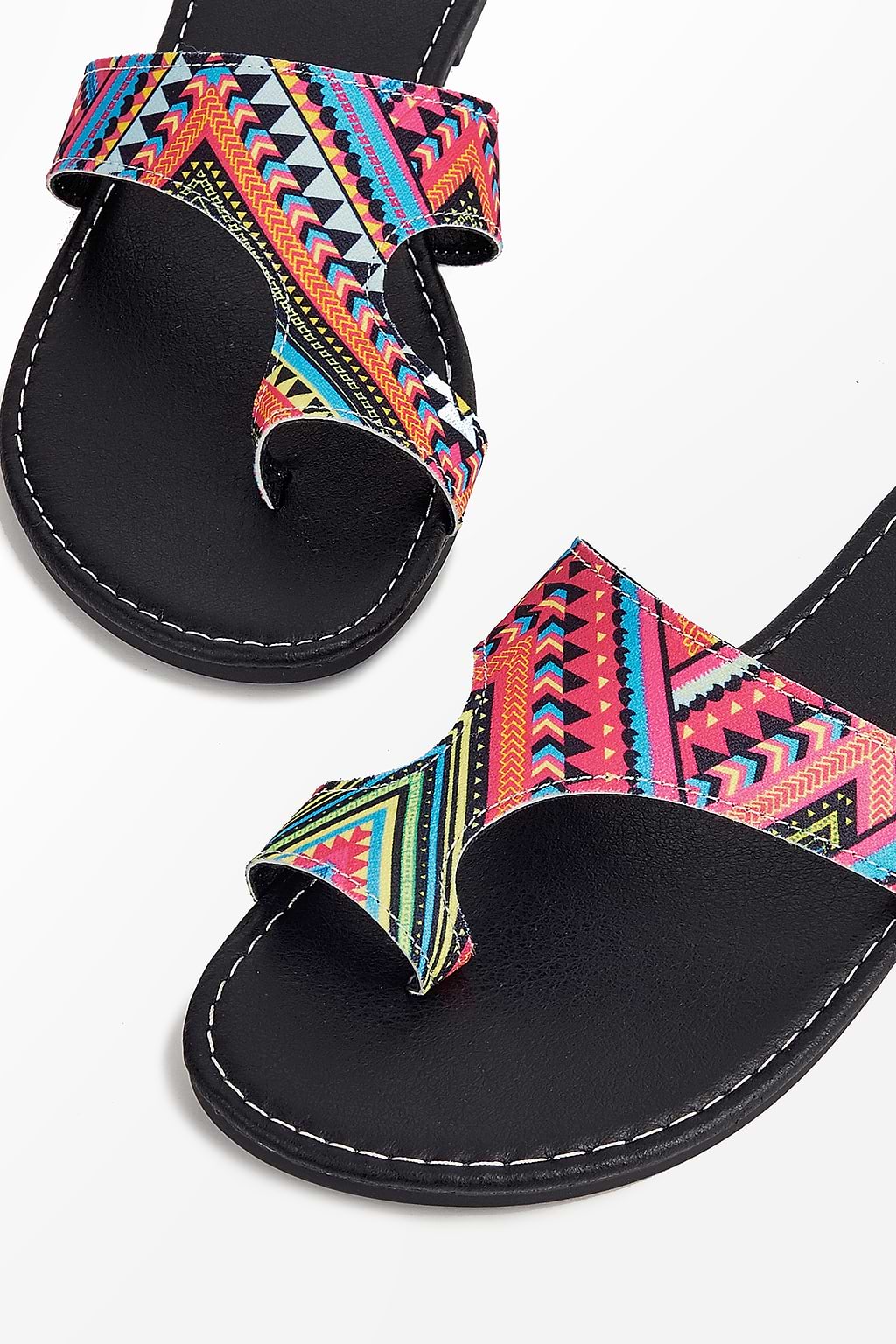 Geo Print Toe-Ring Sandals
