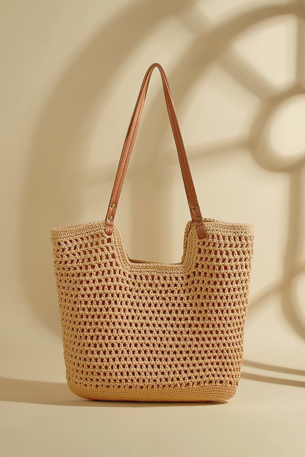 Sac fourre-tout en pur coton et crochet