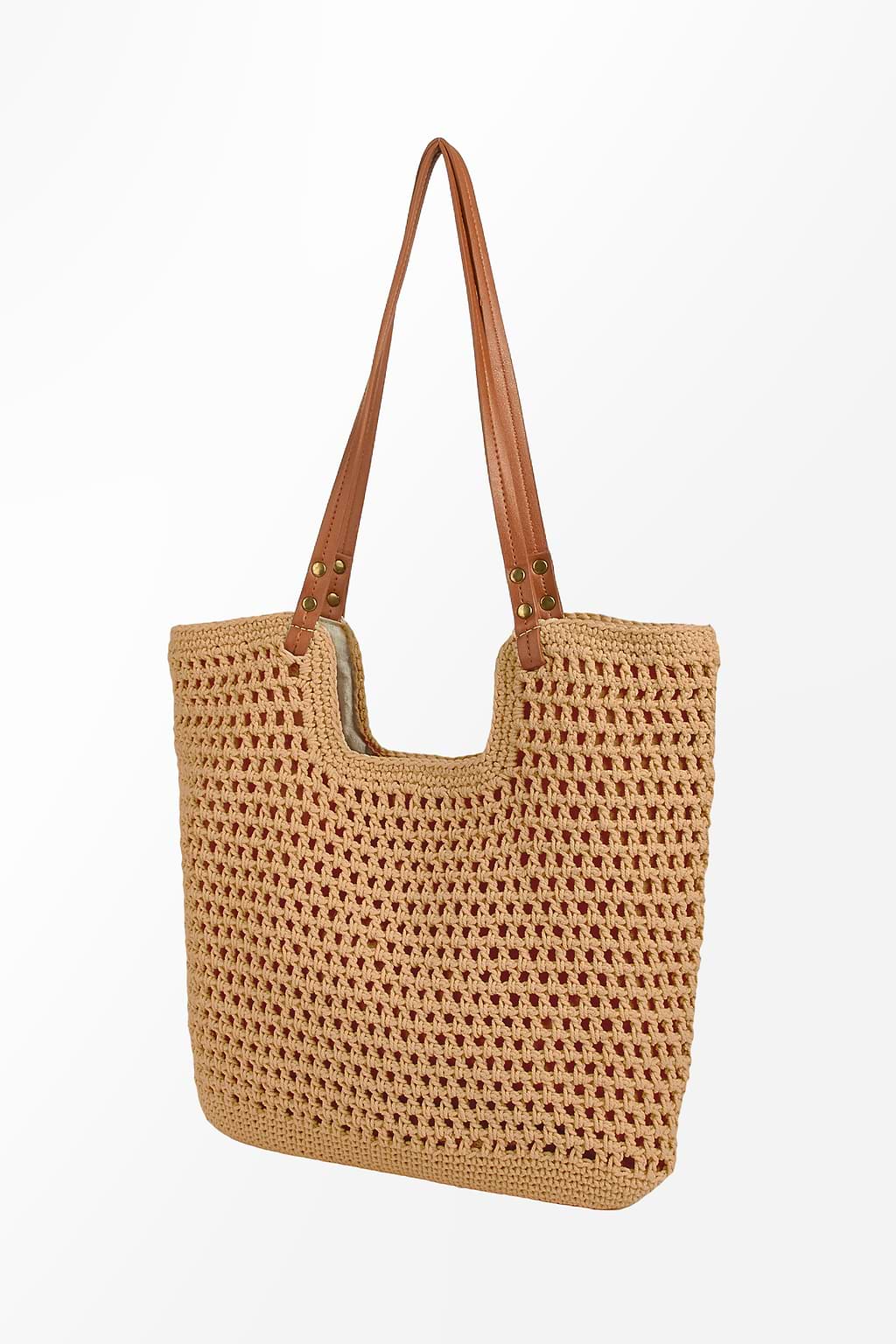 Sac fourre-tout en pur coton et crochet