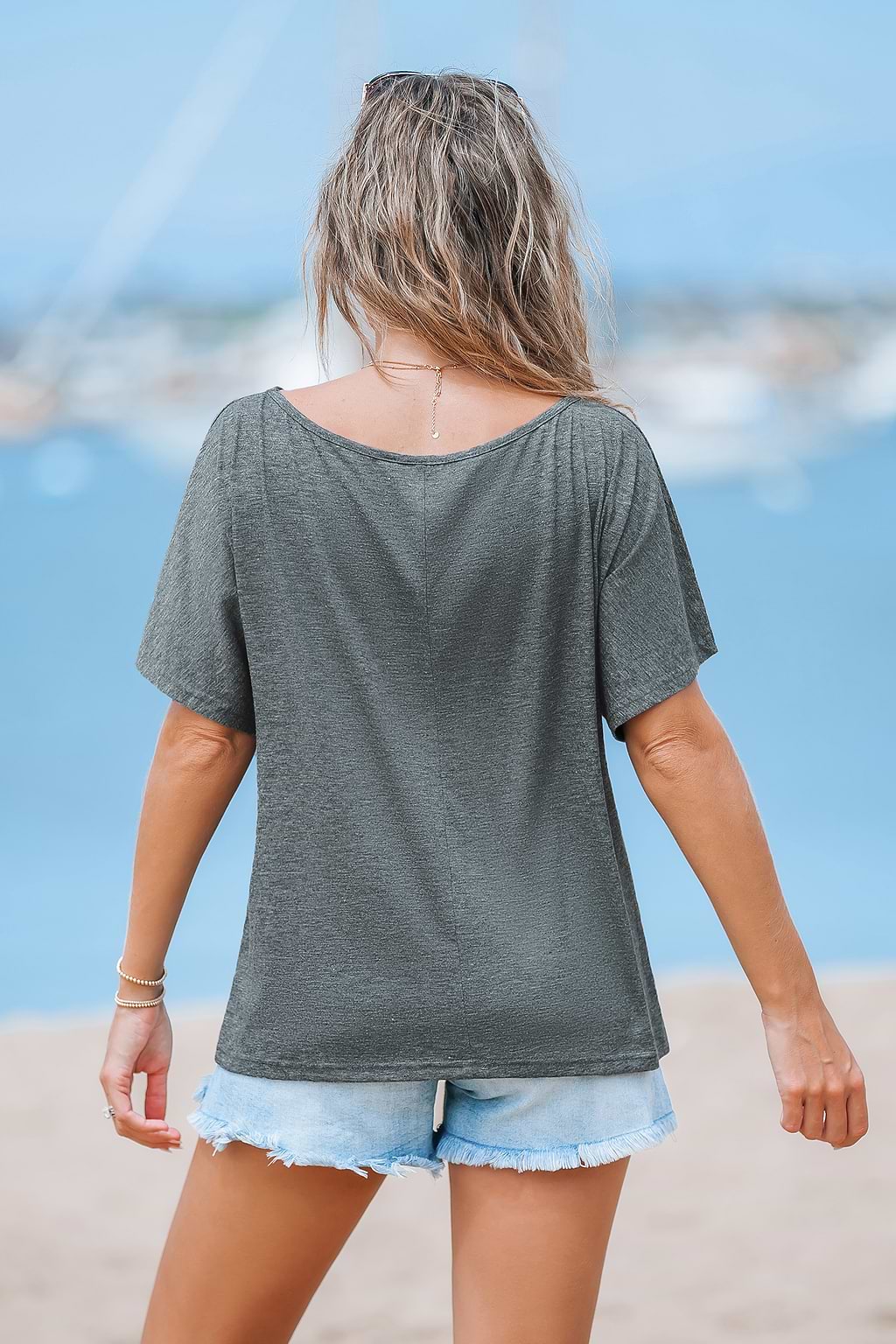 Grey Round Neck Short Sleeve Tee