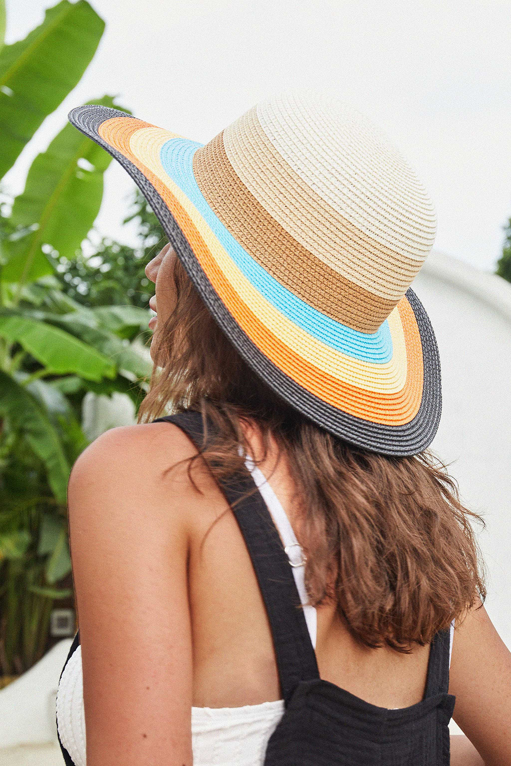 Colorblock Wide Brim Straw Hat
