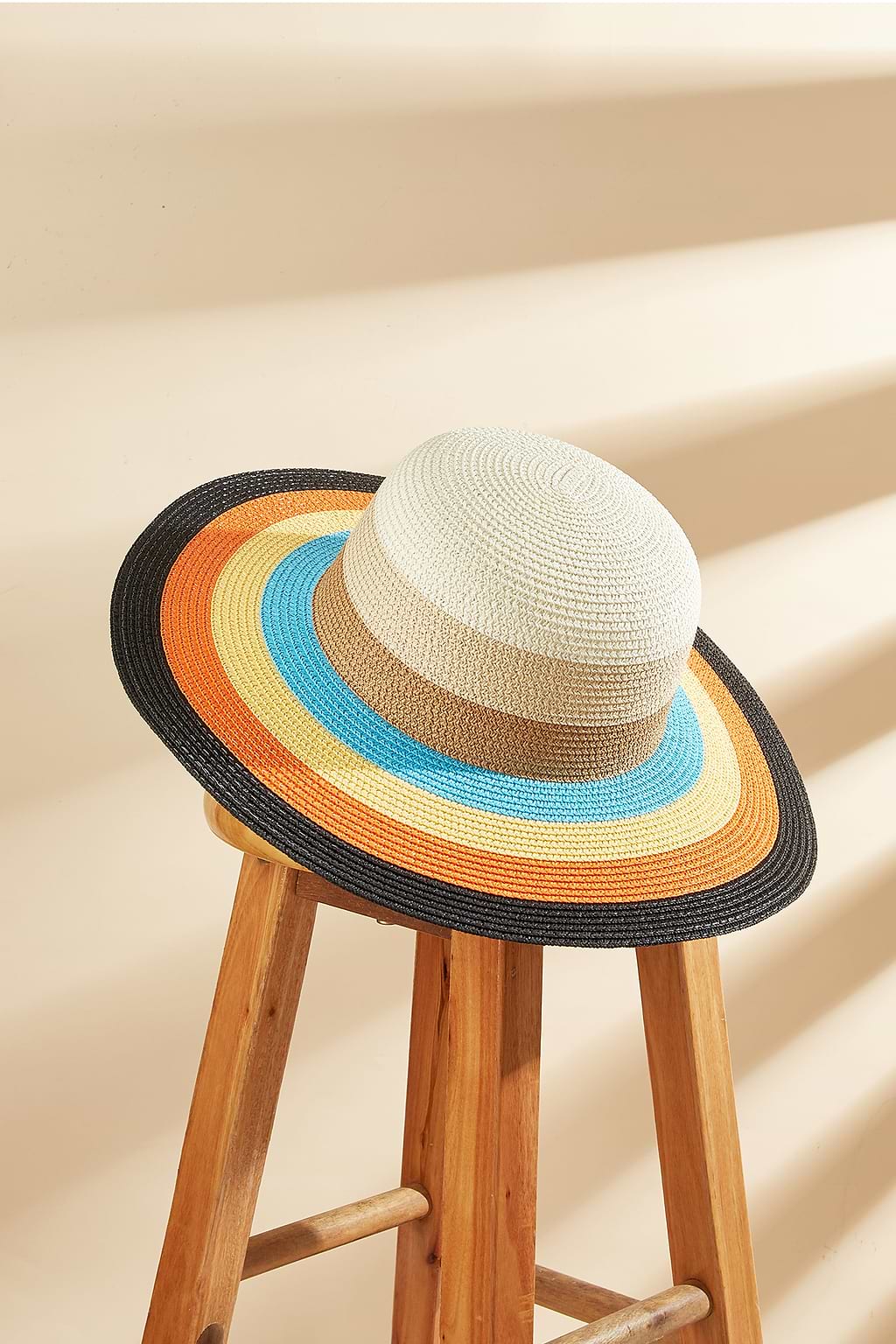 Colorblock Wide Brim Straw Hat