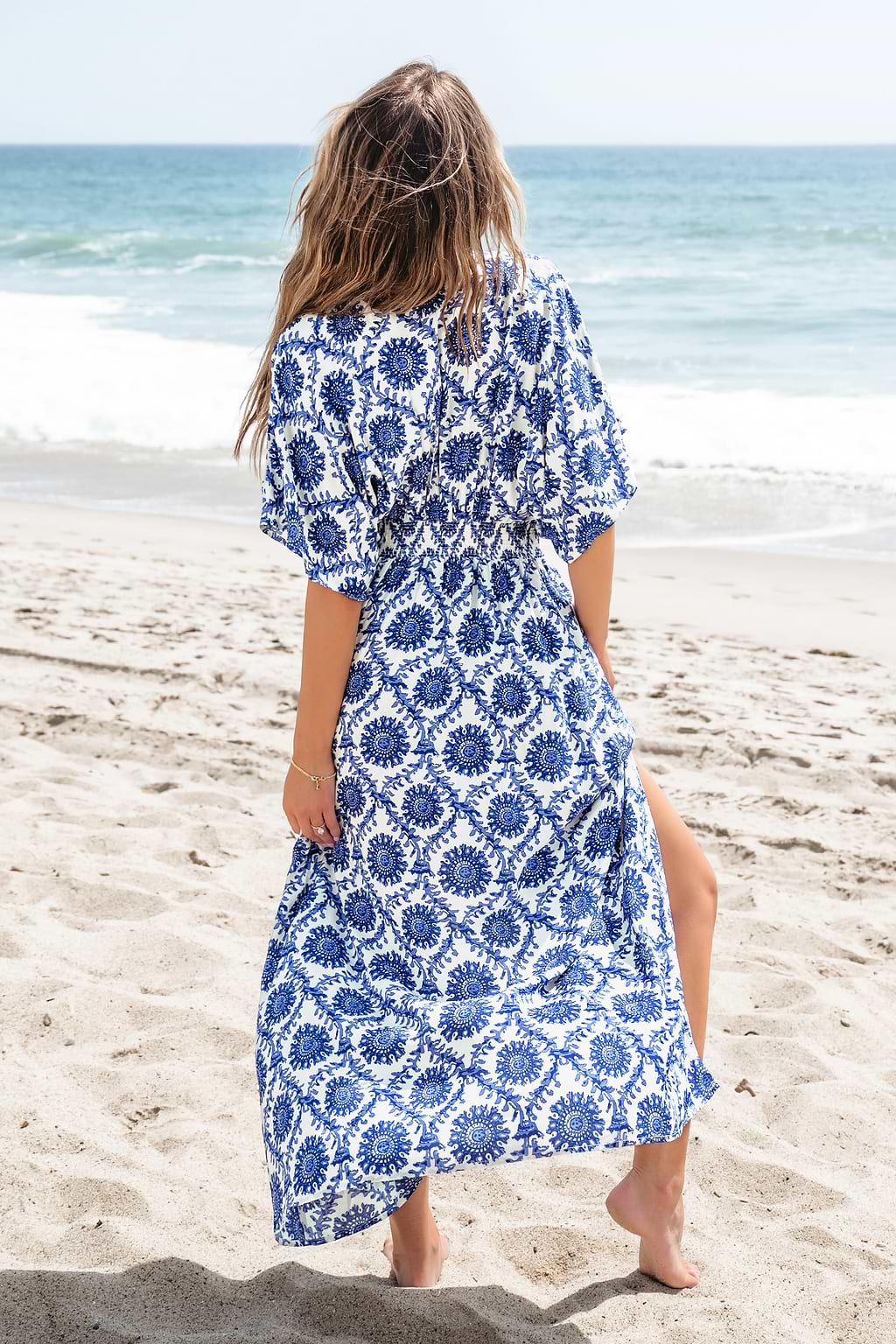 Batik Print Dolman Sleeve Maxi Dress