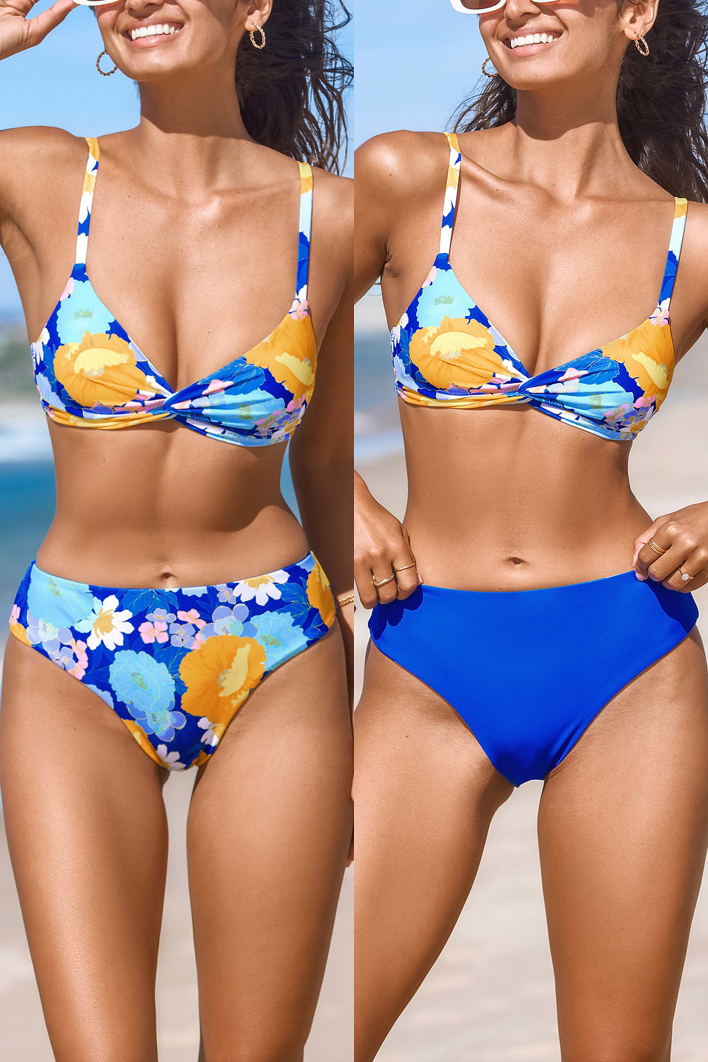 Peaceful Garden Twisted Bikini Top & Reversible Bottoms Set