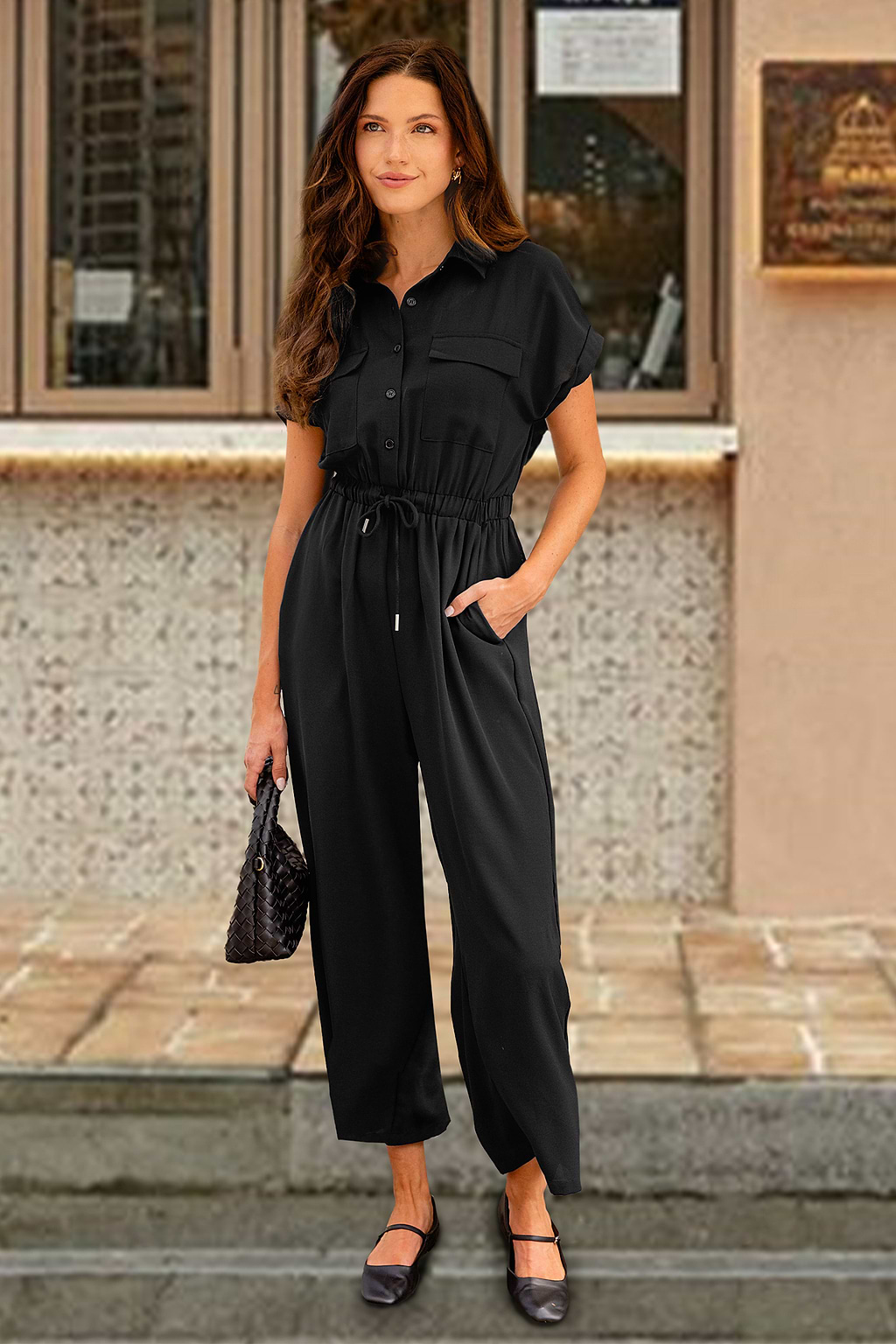 Combinaison à col de chemise avec boutons sur le devant