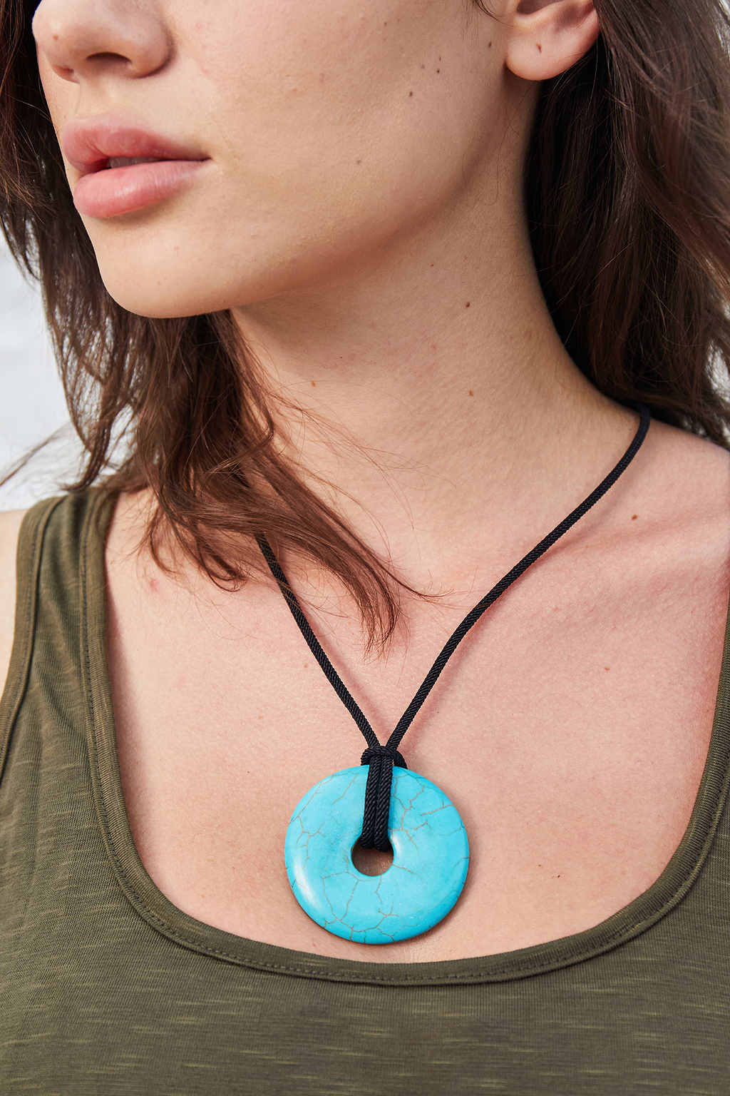 Faux Turquoise Charm Necklace