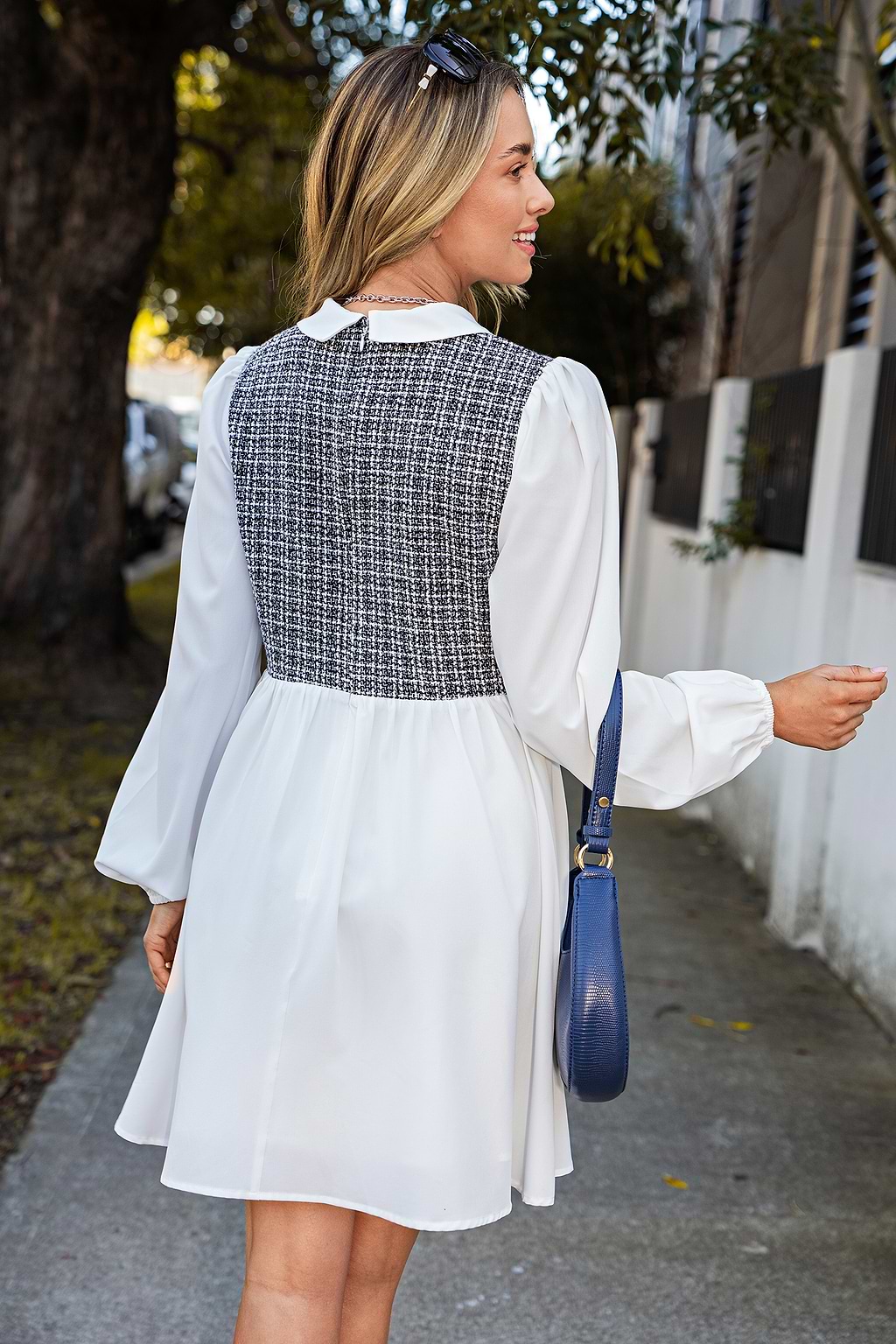 Glen Plaid Combo Shirt Dress