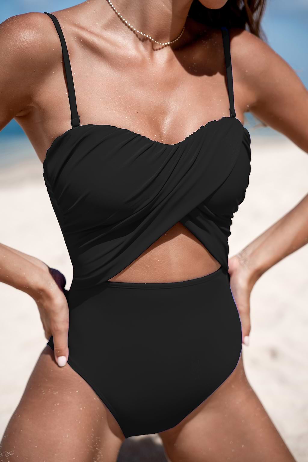 Cutout Removable Strap One-Piece Swimsuit
