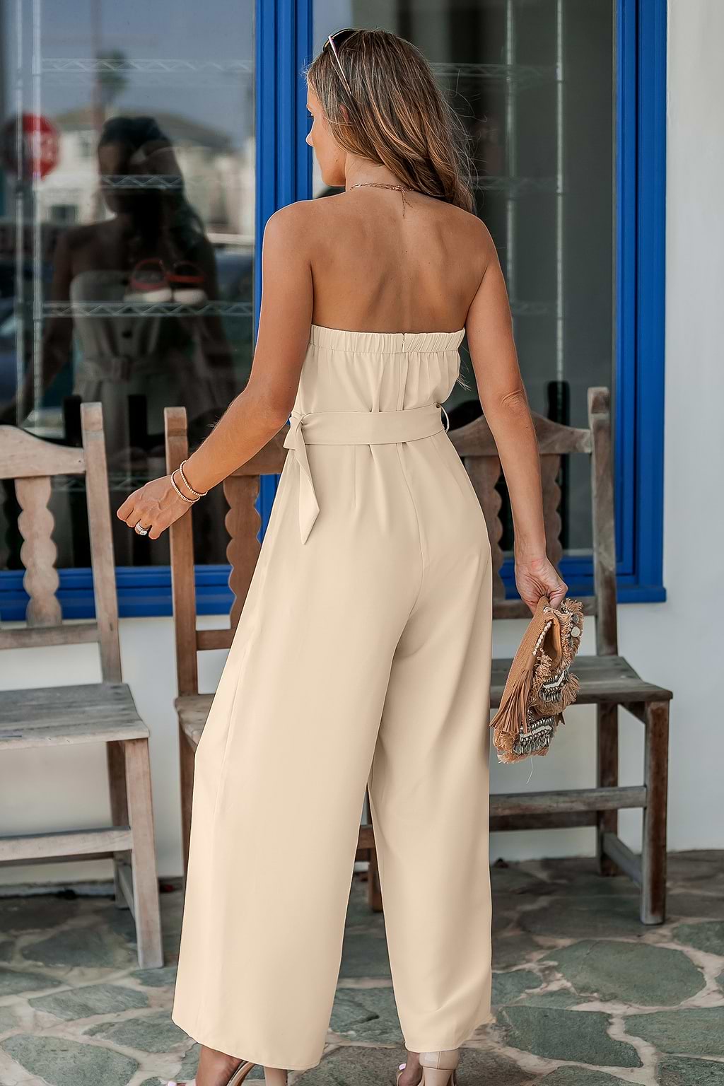 Neutral Tube Top Wide Leg Jumpsuit