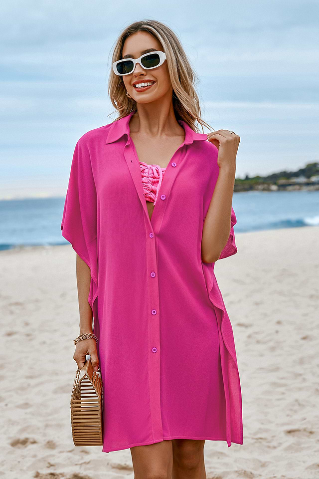 neon pink beach dress JRRY Sexy High Slit Knitted Dress One Shoulder Hollow Out Women Croche –  Global Fashions GC main image 0