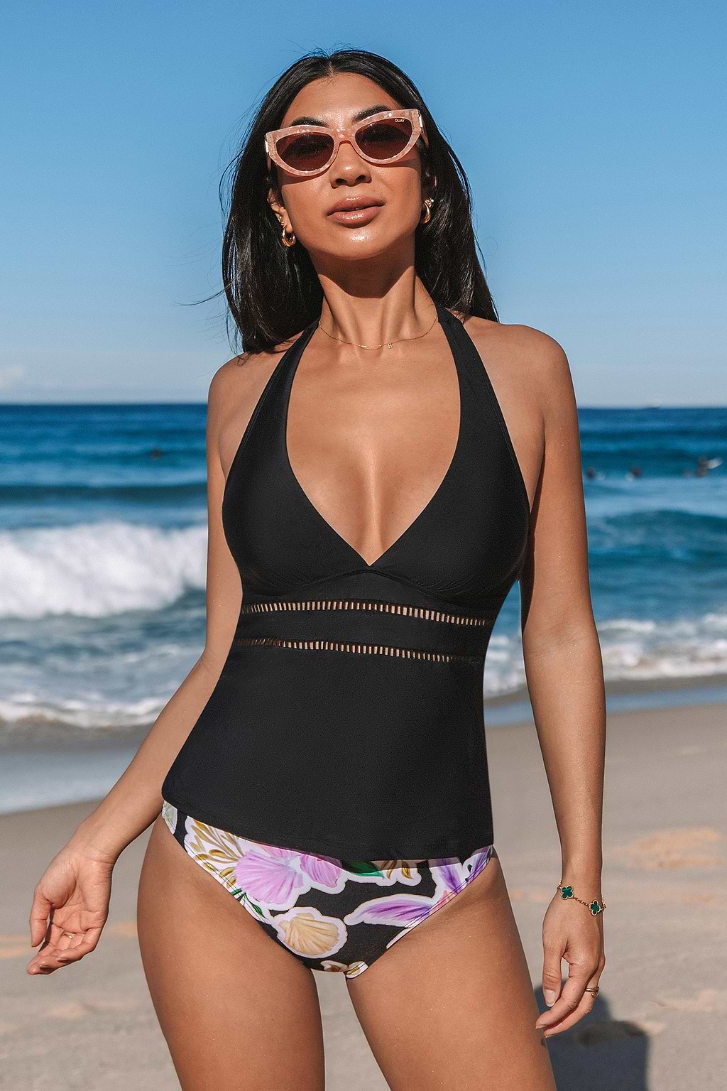 Black Halterneck Tankini Top