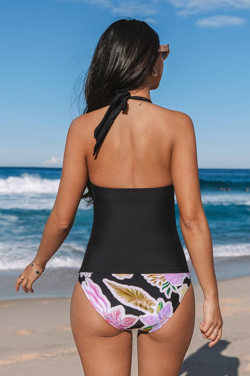 Black Halterneck Tankini Top